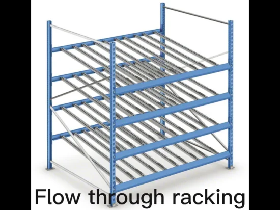 Scaffale per pallet mobile approvato CE Jise con scatole trasportatrici per lo stoccaggio in magazzini industriali.