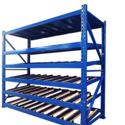 Scaffale per pallet a gravità per carichi pesanti Fifo, scaffalature per flusso di cartone